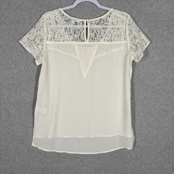 90s Express Top Medium Cream Lace Sheer Coquette Romantic Feminine Delicate - Picture 7 of 9